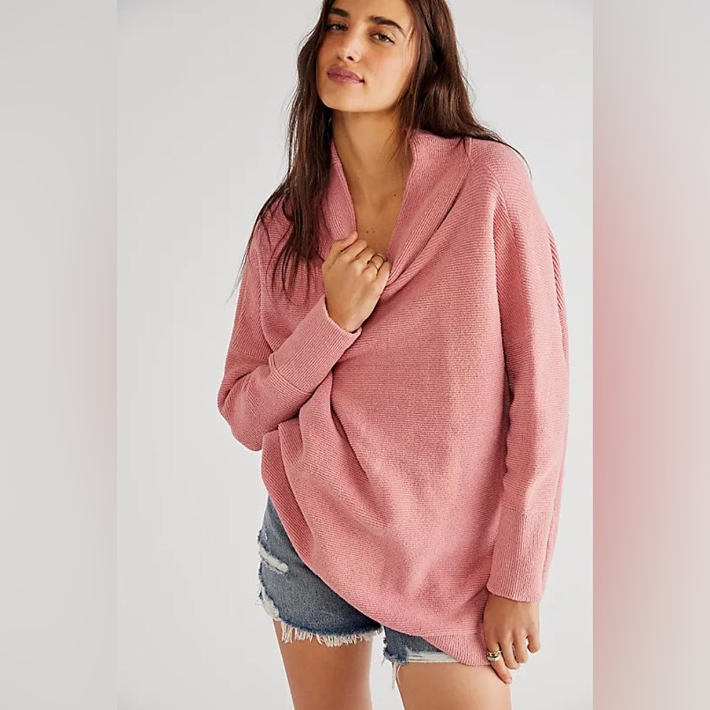Free People Ottoman Slouchy Tunic Sweater in Sun Sand NWT size S.